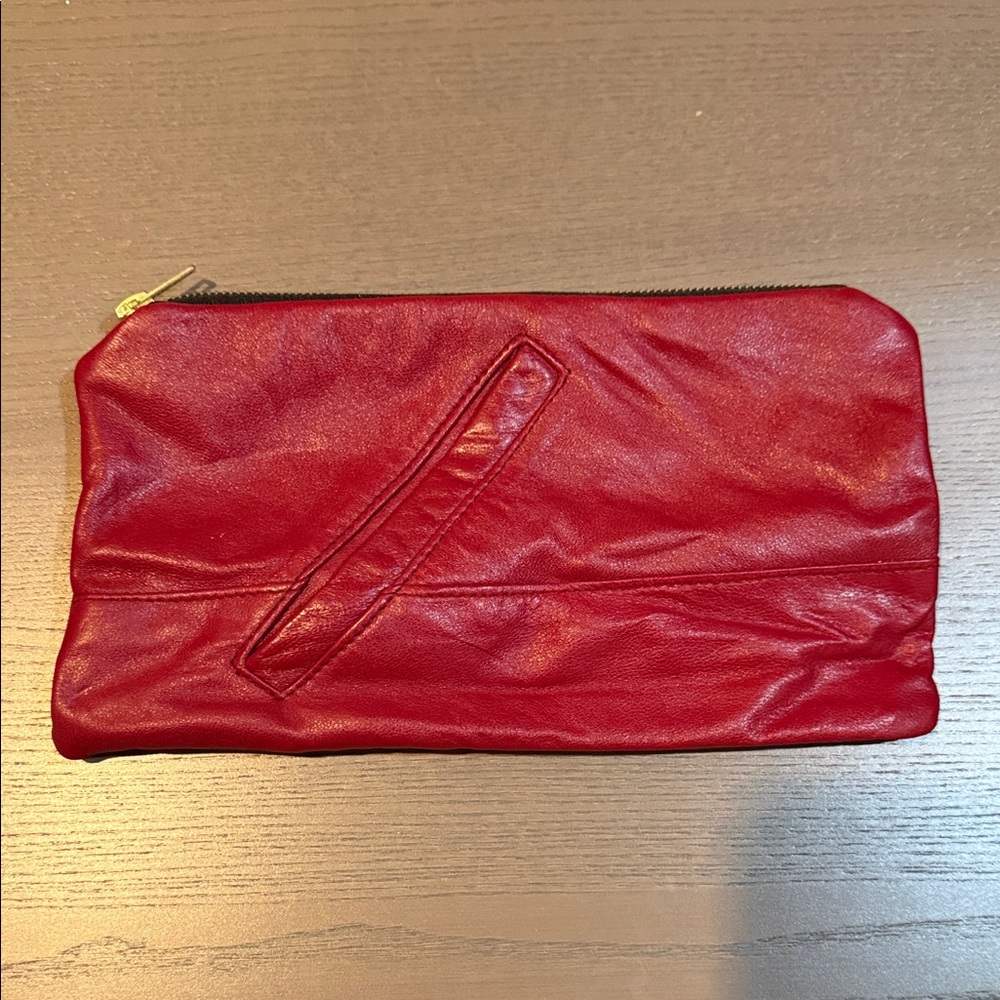 Chic Red Leather Wristlet